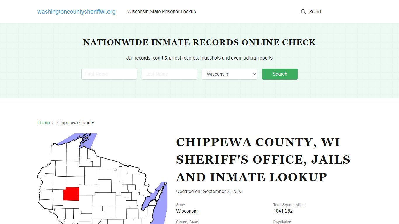 Chippewa County WI Sheriff's Office, Jails and Inmate Lookup