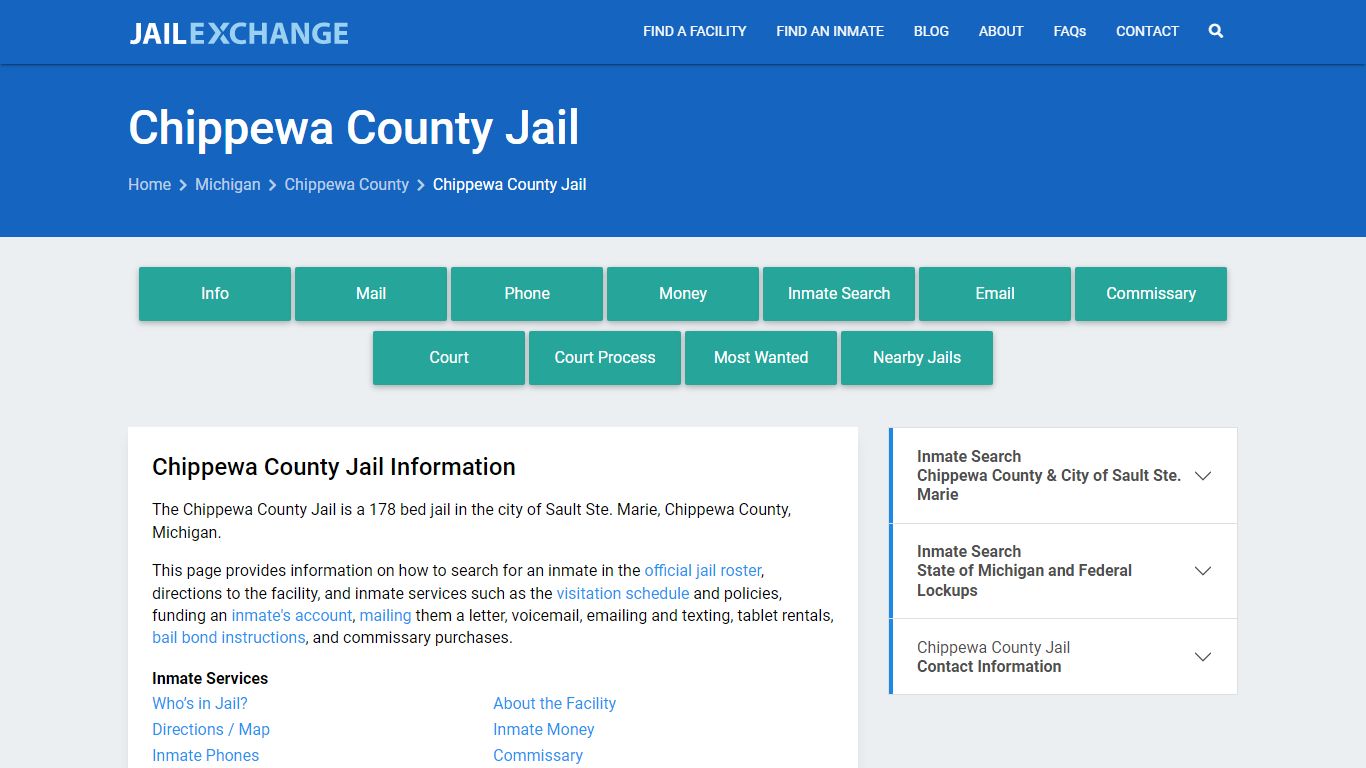 Chippewa County Jail, MI Inmate Search, Information